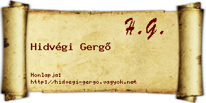 Hidvégi Gergő névjegykártya
