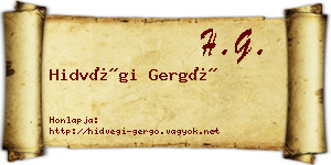 Hidvégi Gergő névjegykártya